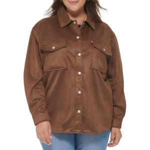 imageLevis womens Soft Faux Suede Shirt Jacket Standard ampamp Plus SizesBrown Carafe