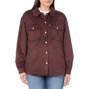 imageLevis womens Soft Faux Suede Shirt Jacket Standard ampamp Plus SizesBurgundy