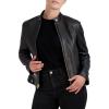 imageCole Haan Womens Racer with Quilted Panels Leather JacketBlack