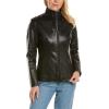 imageKenneth Cole Womens Exposed Zip Faux Leather CoatBlack