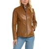 imageKenneth Cole Womens Exposed Zip Faux Leather CoatBrown