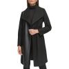 imageKenneth Cole Womens Military Wool Blend OvercoatFaux Leather Black