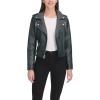 imageLevis Womens Cropped Faux Leather Motorcycle JacketPetrol Green Croc