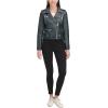 imageLevis Womens Cropped Faux Leather Motorcycle JacketPetrol Green Croc