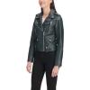 imageLevis Womens Cropped Faux Leather Motorcycle JacketPetrol Green Croc