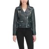 imageLevis Womens Cropped Faux Leather Motorcycle JacketPetrol Green Croc
