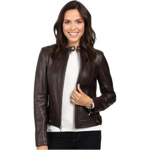imageCole Haan Womens Racer with Quilted Panels Leather JacketDeep Espresso