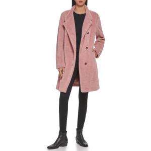imageDKNY Womens WoolBlend Buttonup Asymmetrical OvercoatRosewood