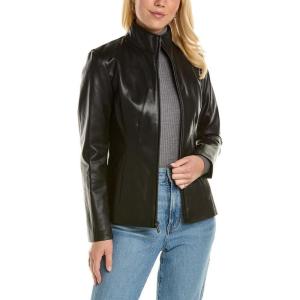 imageKenneth Cole Womens Exposed Zip Faux Leather CoatBlack