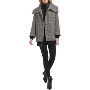 imageKenneth Cole Womens Inner Quilted Bib Novelty Tweed Wool CoatBlk Multi