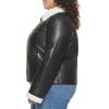 imageLevis Womens Breanna Faux Leather Puffer Jacket with Sherpa Lined CollarBlack Faux Leather