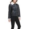 imageLevis Womens Breanna Faux Leather Puffer Jacket with Sherpa Lined CollarBlack Faux Leather