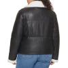 imageLevis Womens Breanna Faux Leather Puffer Jacket with Sherpa Lined CollarBlack Faux Leather