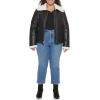 imageLevis Womens Breanna Faux Leather Puffer Jacket with Sherpa Lined CollarBlack Faux Leather