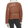 imageLevis Womens Breanna Faux Leather Puffer Jacket with Sherpa Lined CollarCamel