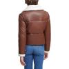 imageLevis Womens Breanna Faux Leather Puffer Jacket with Sherpa Lined CollarDark Brown Faux Leather