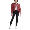 imageLevis Womens Breanna Faux Leather Puffer Jacket with Sherpa Lined CollarRhubarb Red Faux Leather