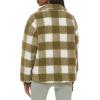 imageLevis womens Zip Up Sherpa Teddy Jacket Standard ampamp Plus SizesOlive Plaid