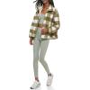 imageLevis womens Zip Up Sherpa Teddy Jacket Standard ampamp Plus SizesOlive Plaid