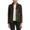 imageCole Haan Womens Leather Wingtip Collared JacketBlack