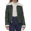 imageLevis Womens Breanna Faux Leather Puffer Jacket with Sherpa Lined CollarPine Green
