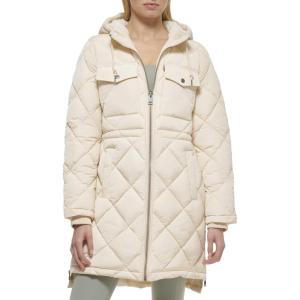 imageLevis Womens Soft Sherpa Lined Diamond Quilted Long Parka JacketCrme Brulee