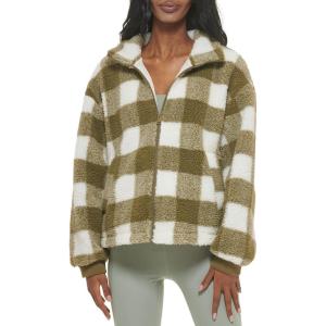 imageLevis womens Zip Up Sherpa Teddy Jacket Standard ampamp Plus SizesOlive Plaid