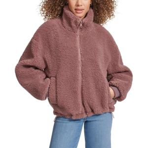 imageLevis womens Zip Up Sherpa Teddy Jacket Standard ampamp Plus SizesRose Taupe
