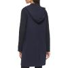 imageKenneth Cole Womens Hooded Double Face Wool with Hidden Snap Closure and Rib Knit Sleeve CoatNavy