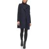 imageKenneth Cole Womens Hooded Double Face Wool with Hidden Snap Closure and Rib Knit Sleeve CoatNavy