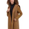 imageKenneth Cole Womens Hooded Double Face Wool with Hidden Snap Closure and Rib Knit Sleeve CoatVicuna