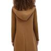 imageKenneth Cole Womens Hooded Double Face Wool with Hidden Snap Closure and Rib Knit Sleeve CoatVicuna
