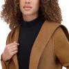 imageKenneth Cole Womens Hooded Double Face Wool with Hidden Snap Closure and Rib Knit Sleeve CoatVicuna