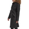 imageKenneth Cole Womens Tweed Textured Asymmetrical Zip Belted Wool Coat with Zipper TrimBlack