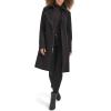 imageKenneth Cole Womens Tweed Textured Asymmetrical Zip Belted Wool Coat with Zipper TrimBlack
