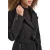 imageKenneth Cole Womens Tweed Textured Asymmetrical Zip Belted Wool Coat with Zipper TrimBlack