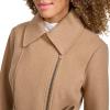 imageKenneth Cole Womens Tweed Textured Asymmetrical Zip Belted Wool Coat with Zipper TrimCamel
