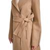 imageKenneth Cole Womens Tweed Textured Asymmetrical Zip Belted Wool Coat with Zipper TrimCamel