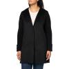 imageKenneth Cole Womens Hooded Double Face Wool with Hidden Snap Closure and Rib Knit Sleeve CoatBlack