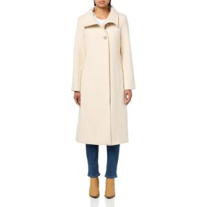 imageKenneth Cole Womens Classic Wool Walker W Three Button Stand Collar and Back Belt DetailBeige