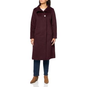 imageKenneth Cole Womens Classic Wool Walker W Three Button Stand Collar and Back Belt DetailMerlot
