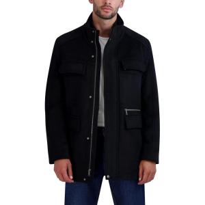 imageCole Haan Mens Double Bib Collar Wool Field CoatBlack