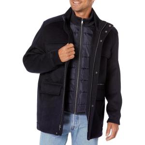 imageCole Haan Mens Double Bib Collar Wool Field CoatNavy