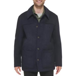 imageCole Haan Mens Shirt Collar Wool JacketNavy