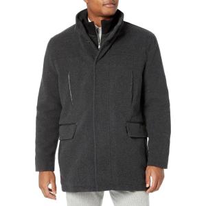 imageCole Haan mens Full Zip Wool Plush Car CoatCharcoal