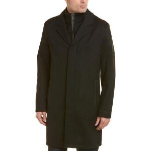 imageCole Haan mens Modern Wool Twill Top Coat With Removable Merino Knit BibBlack