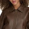 imageLevis Womens Faux Leather Bomber with Laydown CollarSaddle