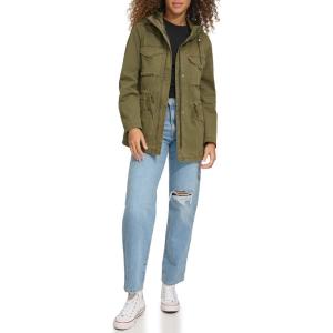 imageLevis Womens Plus Four Pocket Hooded Military JacketOlive Cotton