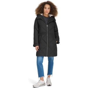 imageLevis Womens Soft Sherpa Lined Diamond Quilted Long Parka Jacket Standard ampamp Plus SizesNew Black