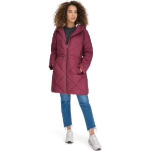 imageLevis Womens Soft Sherpa Lined Diamond Quilted Long Parka Jacket Standard ampamp Plus SizesNew Burgundy